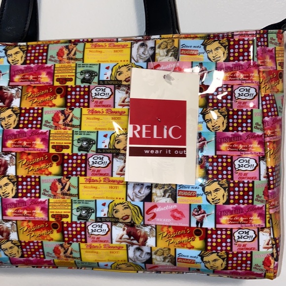 NWT Vintage Relic Collage Jelly Tote Bag Y2K Retro Comic Strip pin up vibes - Picture 12 of 15